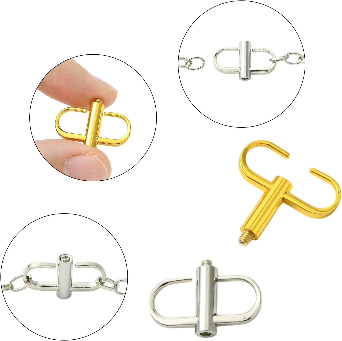Stiesy 10 Pcs Adjustable Purse Chain Shortener Buckles Chain Links Tiny Clip to Shorten Length Alloy Bag Strap Converters for Handbags/Backpacks DIY Bag Accessories