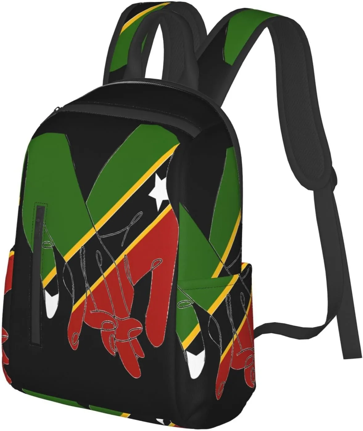 St.Kitts United Flag Casual Laptop Backpack Travel Rucksack Sports Daypack Adjustable Strap Bags with Multi-Pockets for Working Running Camping