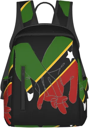 St.Kitts United Flag Casual Laptop Backpack Travel Rucksack Sports Daypack Adjustable Strap Bags with Multi-Pockets for Working Running Camping