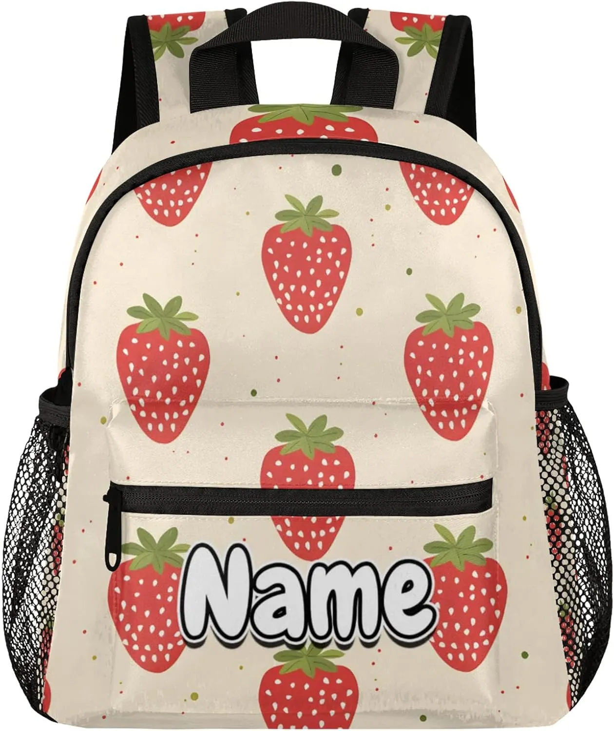 Strawberry Fruits Personalized Backpack Bag with Name Lightweight Custom Shoulder Bags Waterproof Casual Backpacks Travel Laptop Bag for Work Picnic 12in
