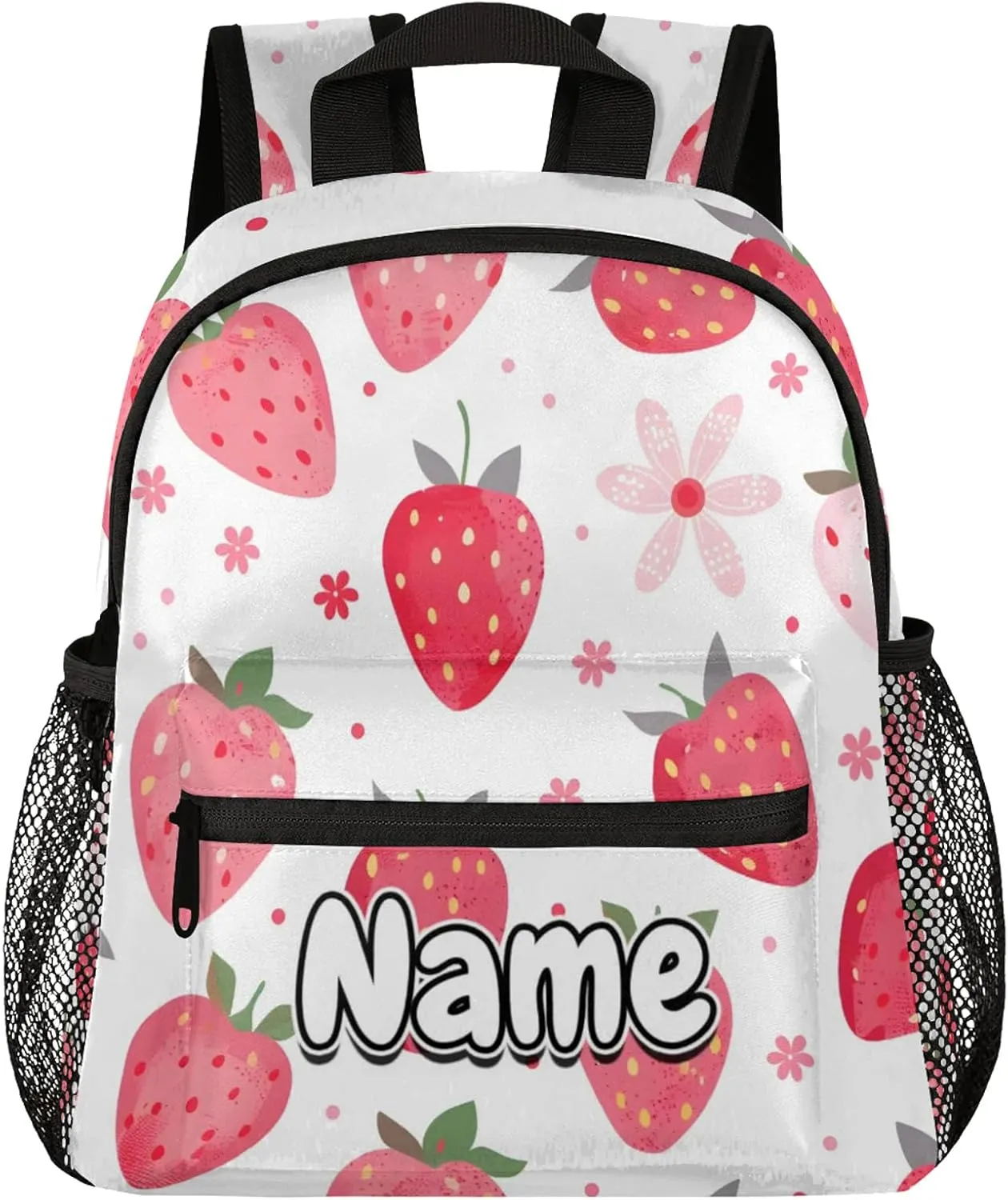 Strawberry Theme Personalized Backpack Bag with Name Lightweight Custom Shoulder Bags Waterproof Casual Backpacks Travel Laptop Bag for Work Picnic 12in