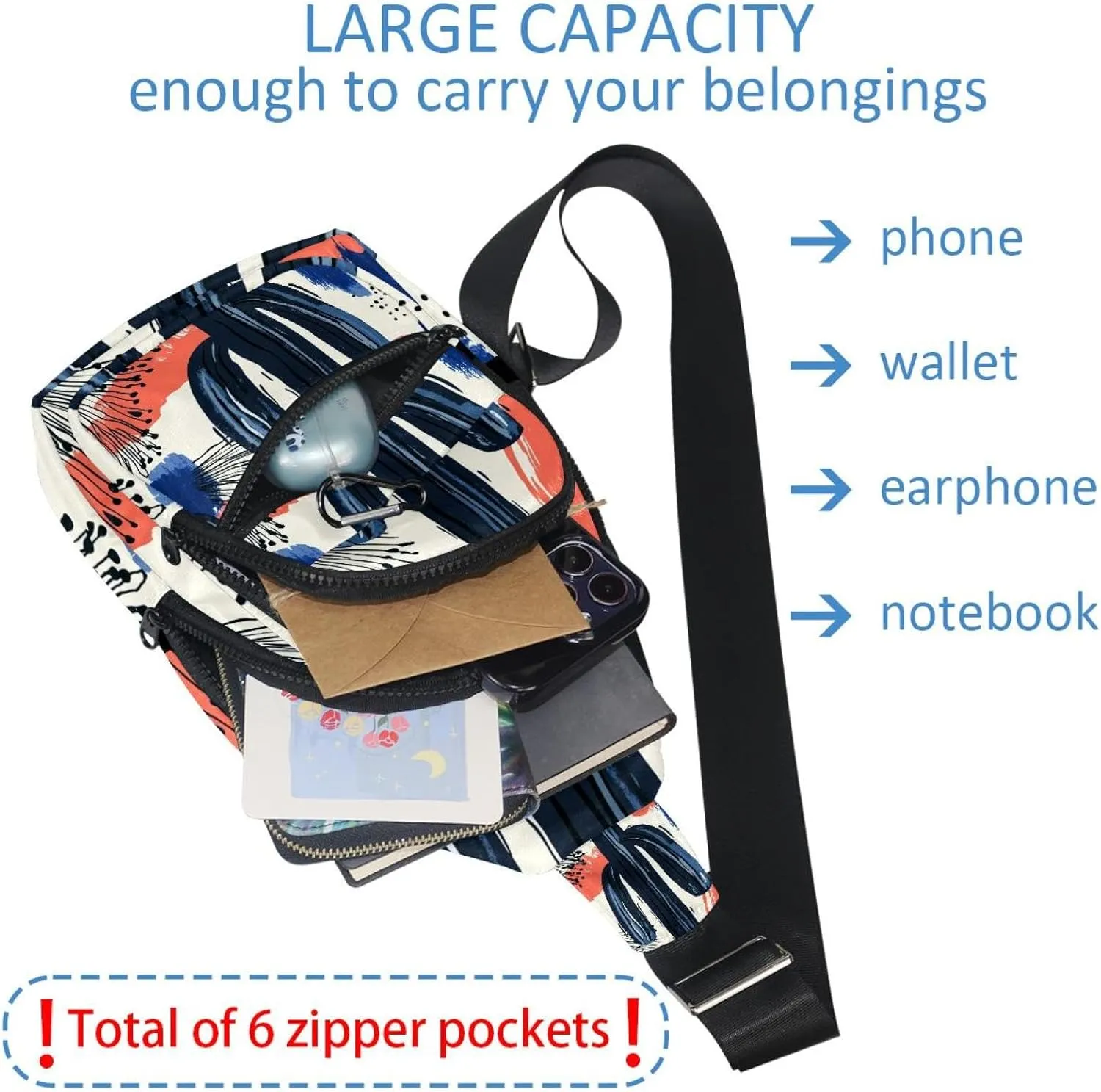 Summer Abstract Cactus (6) Sling Bag, Crossbody Sling Backpack Travel Hiking Chest Bag Daypack for Purses Shoulder Bag Women Men's