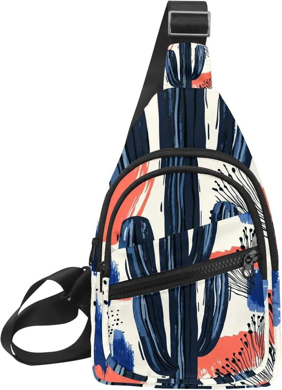 Summer Abstract Cactus (6) Sling Bag, Crossbody Sling Backpack Travel Hiking Chest Bag Daypack for Purses Shoulder Bag Women Men's
