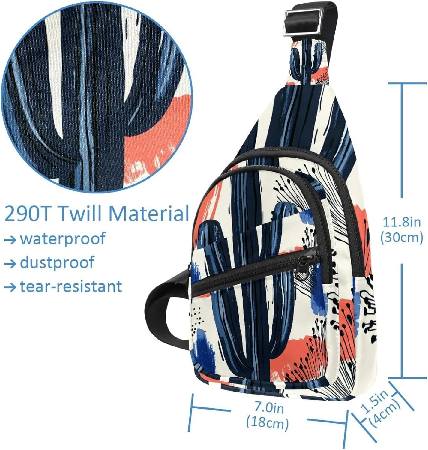 Summer Abstract Cactus (6) Sling Bag, Crossbody Sling Backpack Travel Hiking Chest Bag Daypack for Purses Shoulder Bag Women Men's