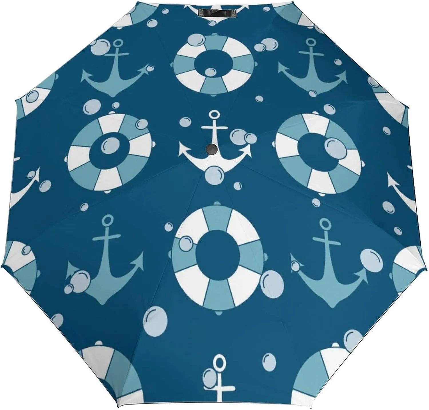 Summer Anchors Lifebuoys Compact Travel Umbrella, Windproof Waterproof Stick Umbrella Protection Umbrellas