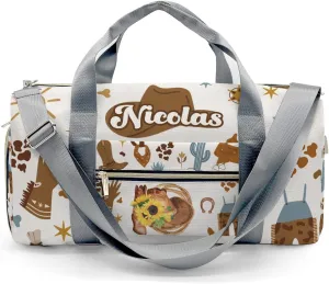 Sunflowers Cowboy Hat Wild Personalized Kids Duffel Swim Bag for Boys,Customized Swim Duffle Bag for Boys Man Kids Gifts