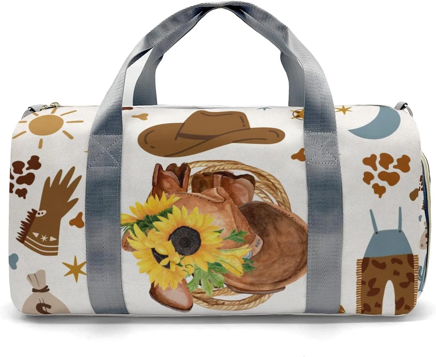 Sunflowers Cowboy Hat Wild Personalized Kids Duffel Swim Bag for Boys,Customized Swim Duffle Bag for Boys Man Kids Gifts
