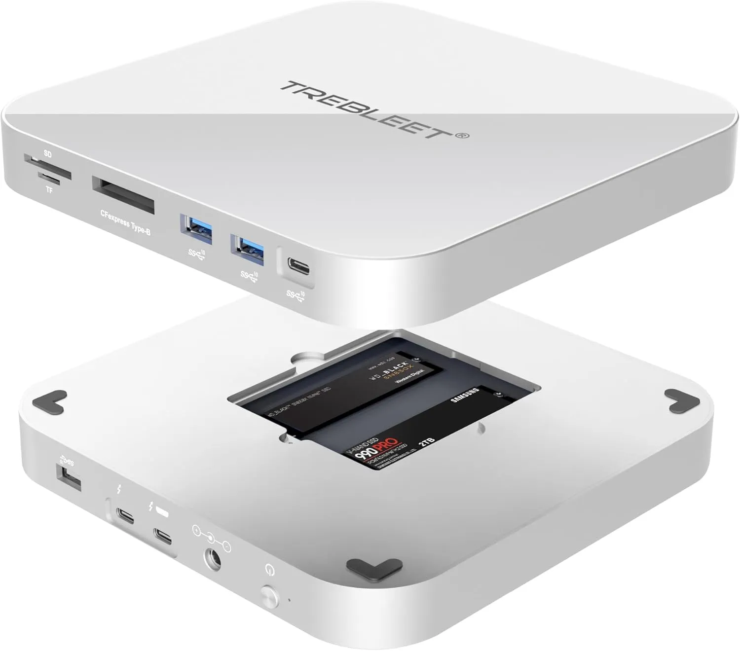 Super Thunderbolt 3 Dock for Mac Studio&Mac mini, Dock Station with Dual NVMe Slot (Up to 2800Mbps),4X USB 3.1 Port(10Gbps), CFexpress/TF/SD Card Readers,Support Daisy Chain (up to 5 Unit) (Silver)