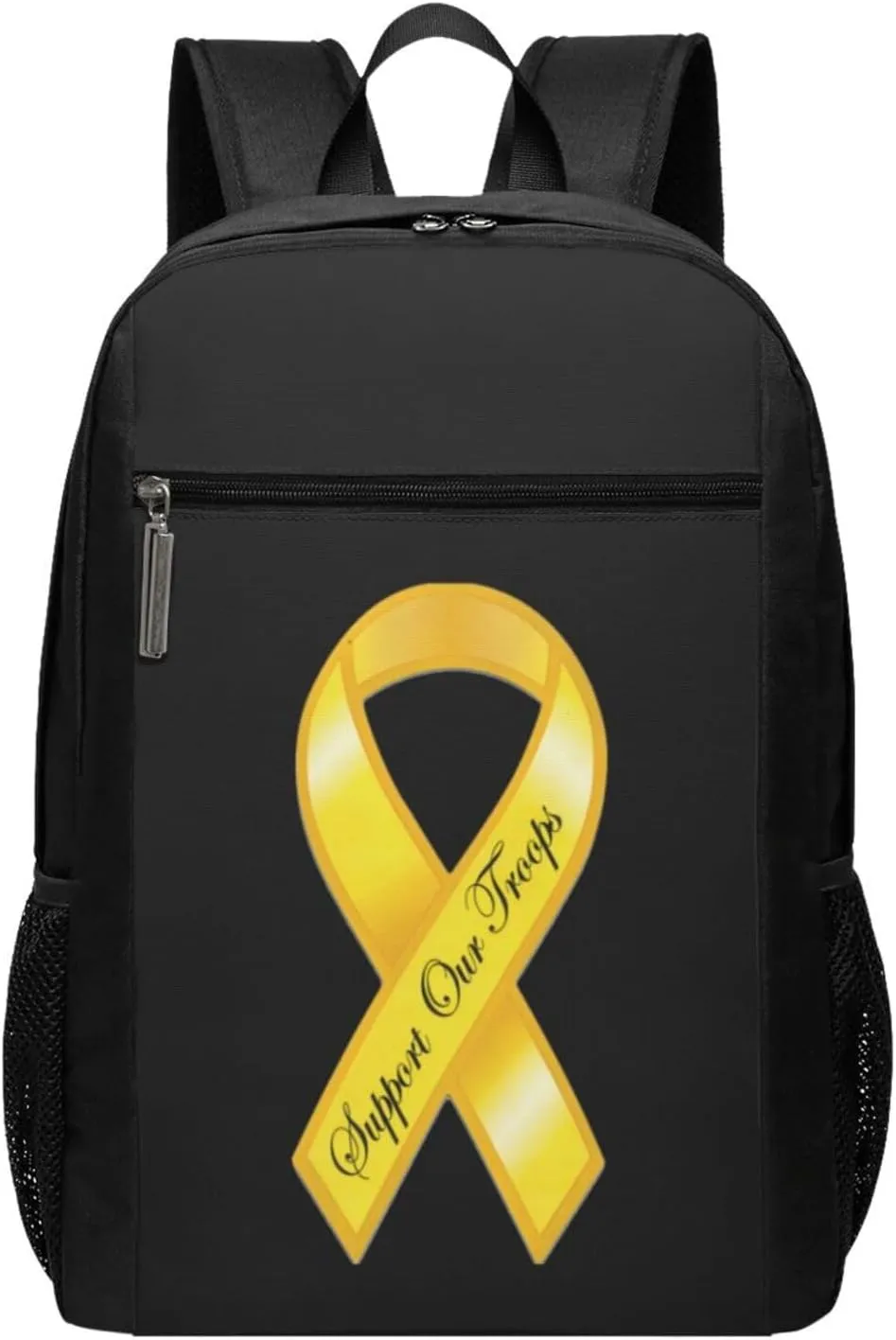 Support Our Troops Yellow Ribbon Travel Laptop Backpack, Business Anti Theft Slim Sturdy Laptops Backpacks, College Computer Bag Gift for Men & Women Fits 17 Inch Notebook,Black