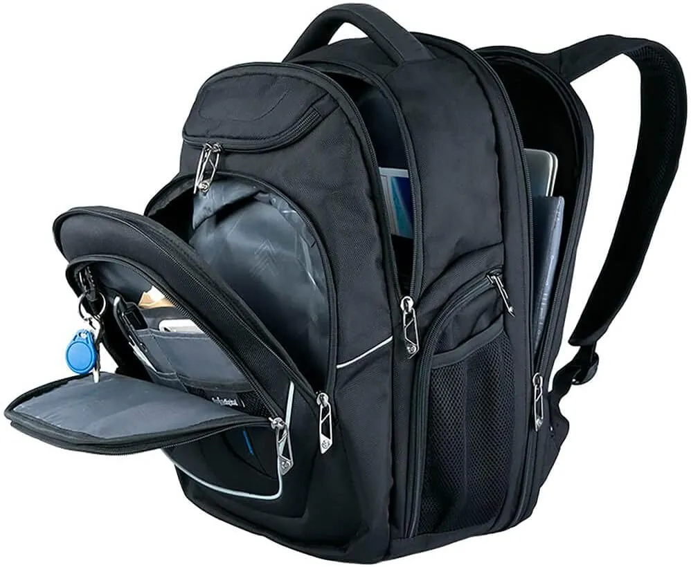 Swissdigital Design TSA-Friendly Large Backpack, Business Laptop Backpack for Men with USB Charging Port/RFID Protection (TERABYTE J16BT-1) One Nation One World