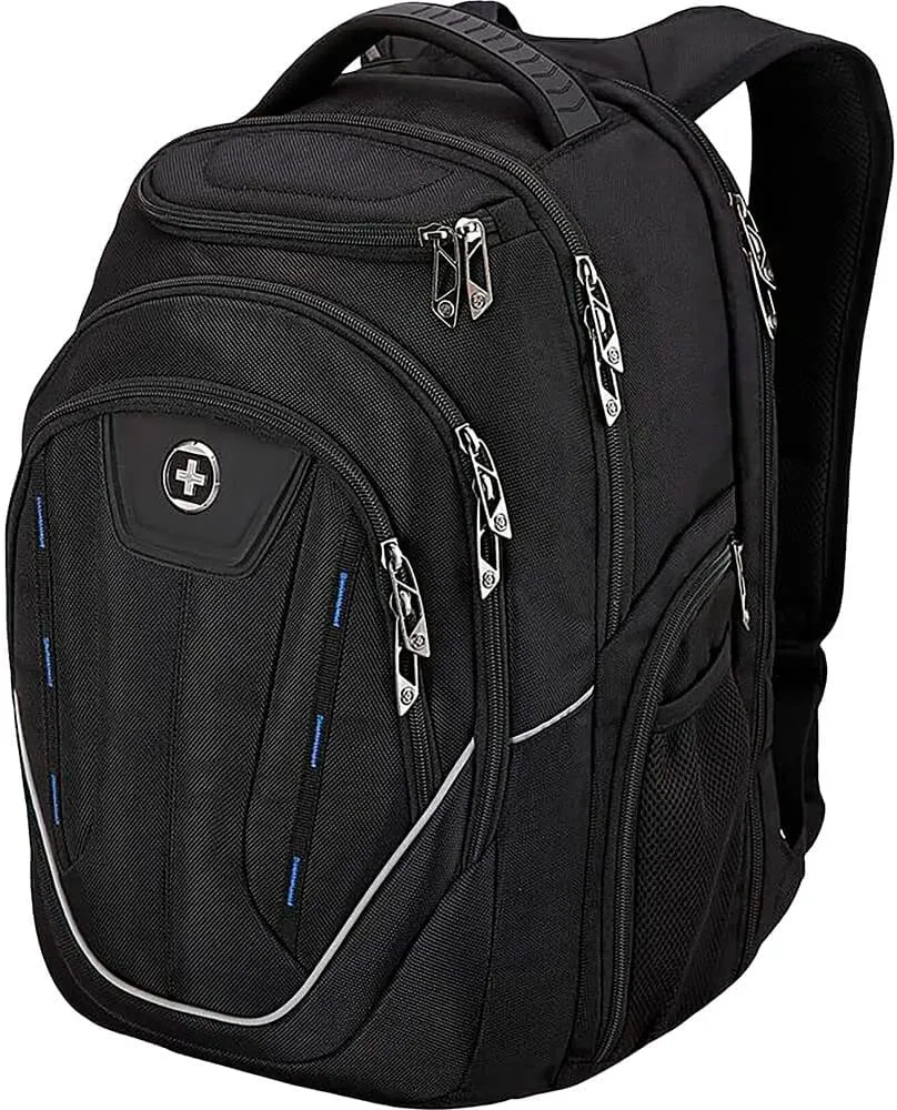 Swissdigital Design TSA-Friendly Large Backpack, Business Laptop Backpack for Men with USB Charging Port/RFID Protection (TERABYTE J16BT-1) One Nation One World