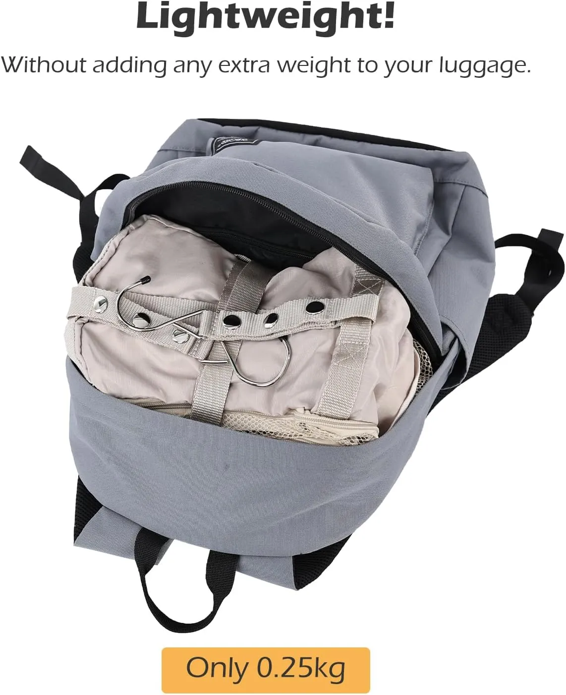 TABITORA Travel Luggage Organizer Hanging Packing Cubes Portable Hanging Shelves Carry on Closet for Suitcase with 2 Hooks,Collapsible(Gray,S)
