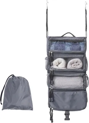 TABITORA Travel Luggage Organizer Hanging Packing Cubes Portable Hanging Shelves Carry on Closet for Suitcase with 2 Hooks,Collapsible(Gray,S)