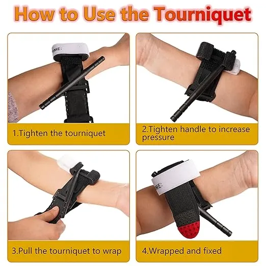 Tactical Molle Tourniquet Pouch Kit with TQ Tourniquet,Trauma Medical Shear,Penlight,Pen,Molle Tourniquet Holder Holster Kit for Outdoor Hiking Camping Survival First Aid (Khaki)