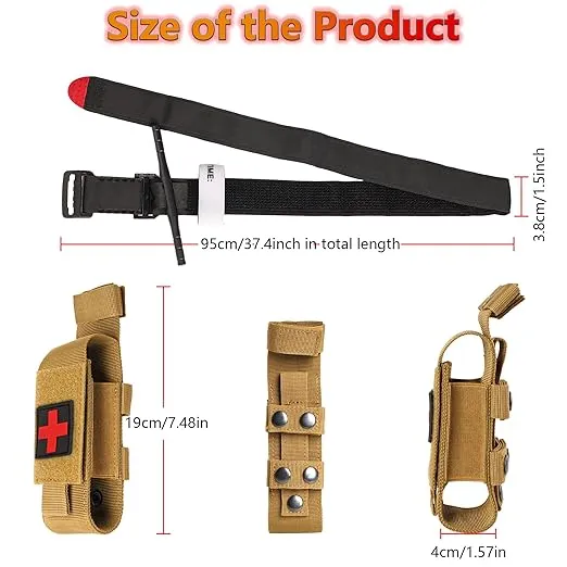 Tactical Molle Tourniquet Pouch Kit with TQ Tourniquet,Trauma Medical Shear,Penlight,Pen,Molle Tourniquet Holder Holster Kit for Outdoor Hiking Camping Survival First Aid (Khaki)