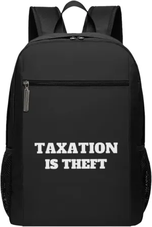 Taxation Is Theft Travel Laptop Backpack, Business Anti Theft Slim Sturdy Laptops Backpacks, College Computer Bag Gift for Men & Women Fits 17 Inch Notebook,Black