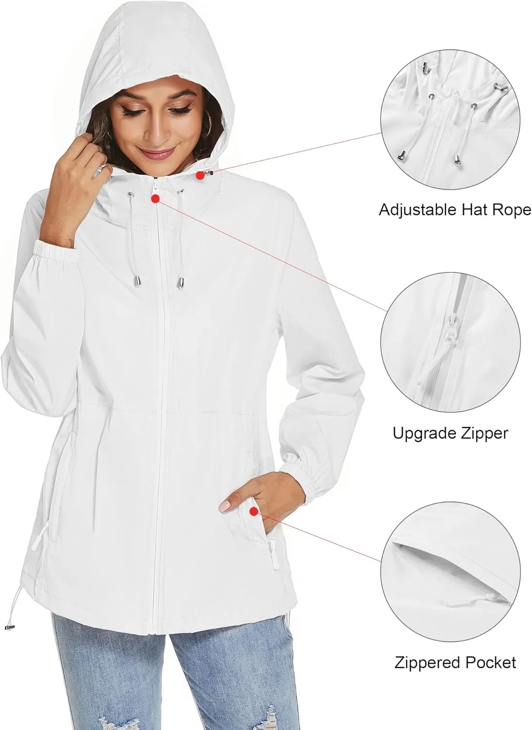 TCOT Womens Rain Jackets Waterproof Windbreaker Jackets lightweight Portable Rain Coat