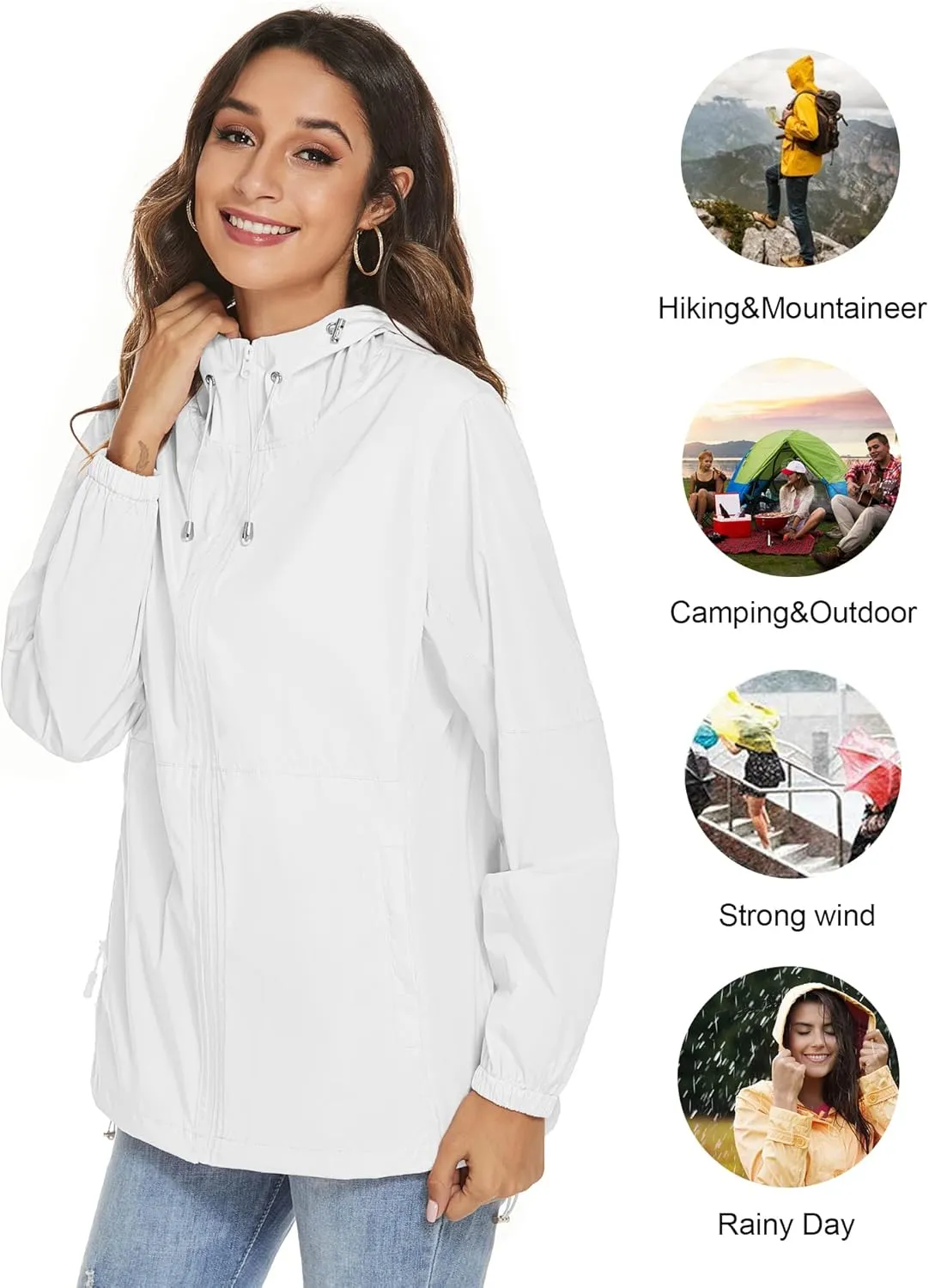 TCOT Womens Rain Jackets Waterproof Windbreaker Jackets lightweight Portable Rain Coat