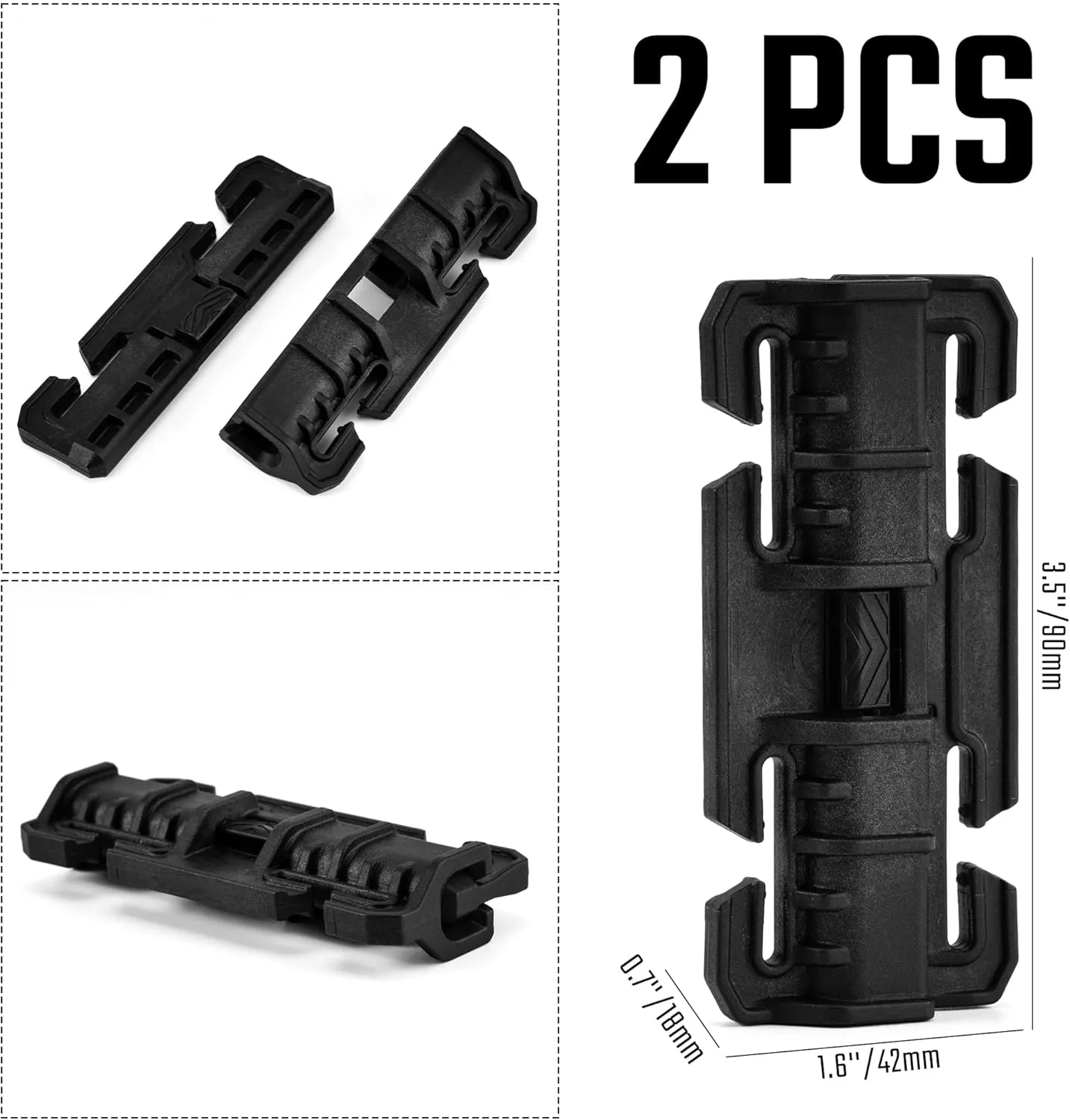 TGCodeG6 Quick-Release Connect Buckles, No-Sew, Easy to Operate, 2-Pack PA66 Nylon, Ideal for 1 Inch/25mm Webbing，Backpacks, Fanny Packs & Shoulder Straps, Molle System Comp