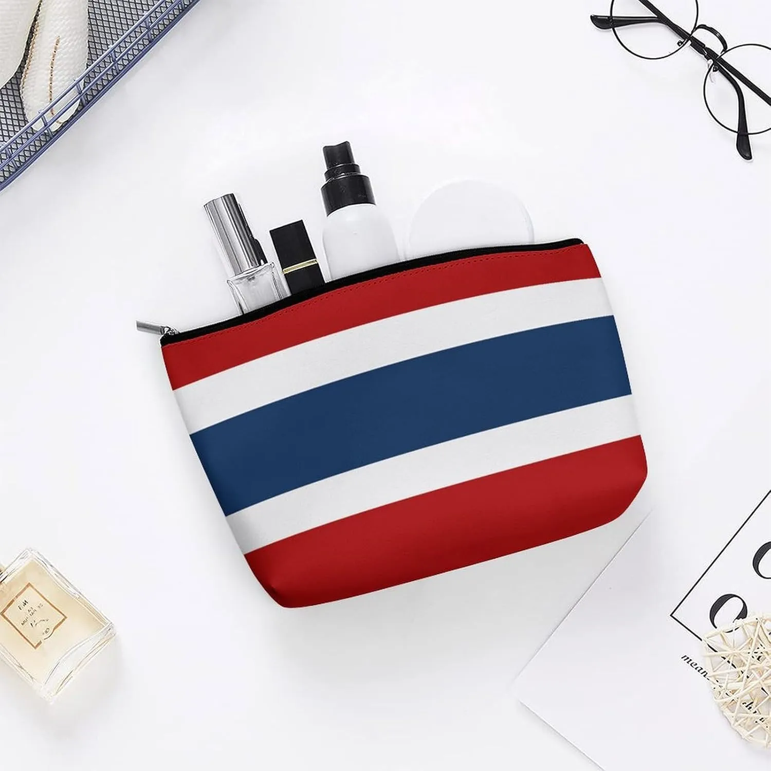 Thailand Flag Cosmetic Bag Makeup Organizer Travel-Friendly Pouch for Girls Women