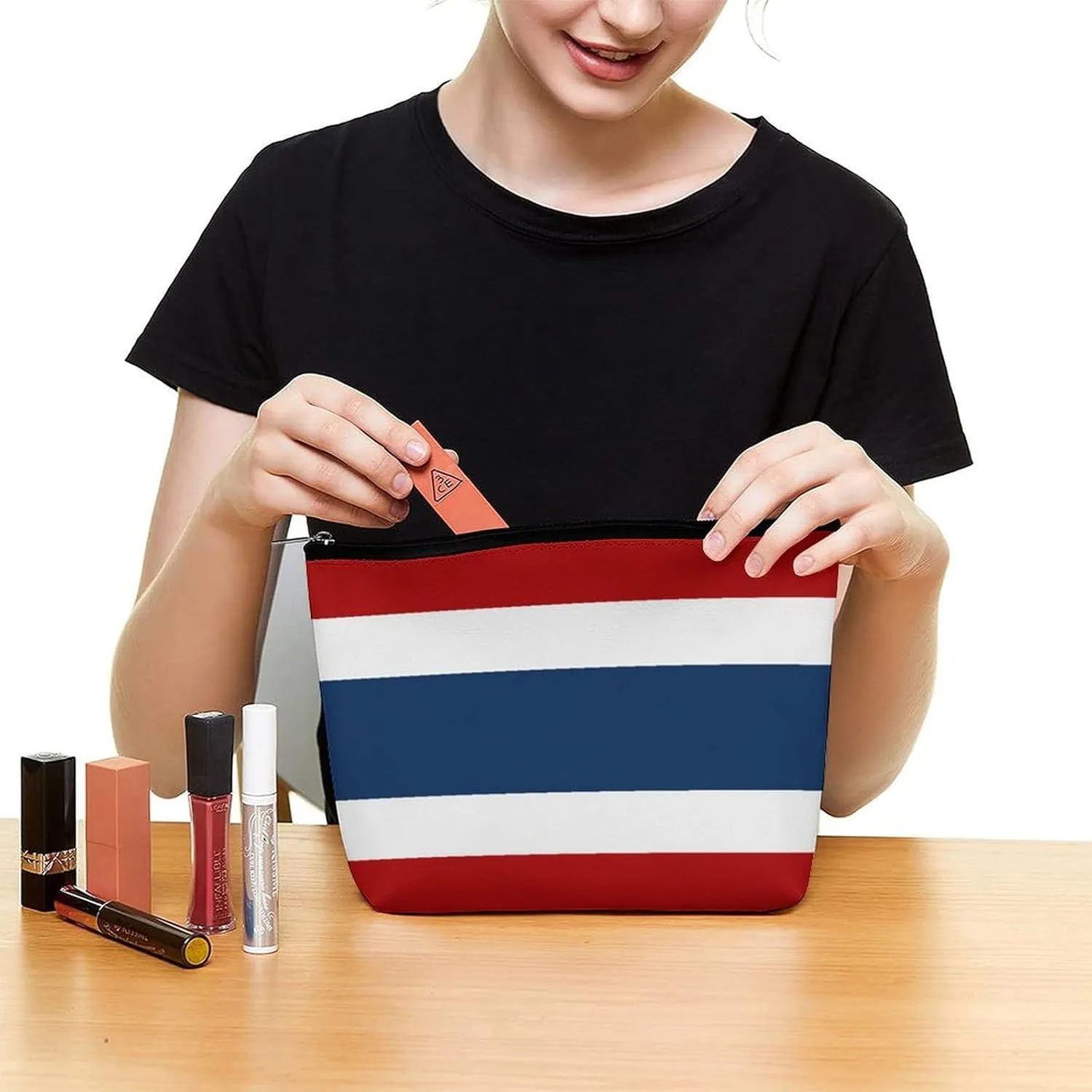 Thailand Flag Cosmetic Bag Makeup Organizer Travel-Friendly Pouch for Girls Women