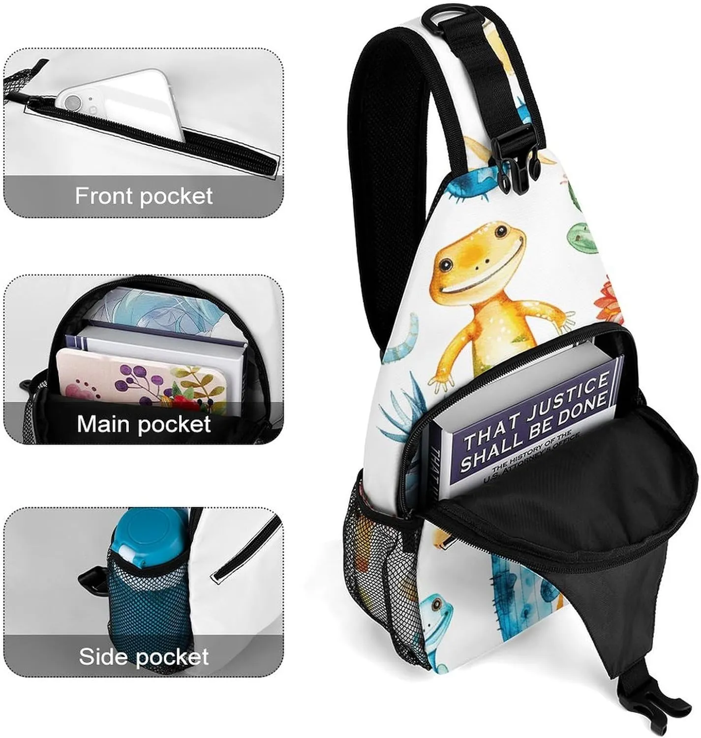 The Fish Are Swimming Around Sling Bag Lightweight Crossbody Chest Pack Travel Shoulder Bag with Adjustable Strap