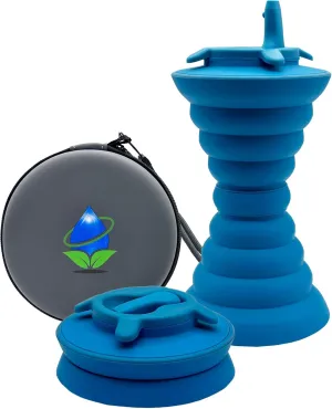 The Pocket Bidet® Bundle: Portable Travel Bidet with Zip Case & Adjustable Neck Strap. Collapsible Design, Easy to Spray, Flying Saucer Bidet for Men & Women, Fits in a Purse or Bag (Blue, 500 ml)
