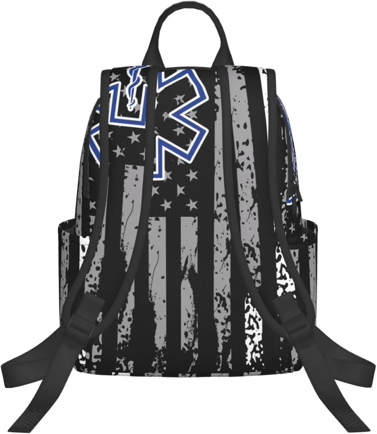 Thin White Line EMS EMT Paramedic American Flag Casual Backpacks Laptop Backpack Outdoor Travel Rucksack Sport Carry-On Daypack Lightweight Bag with Multi-Pockets
