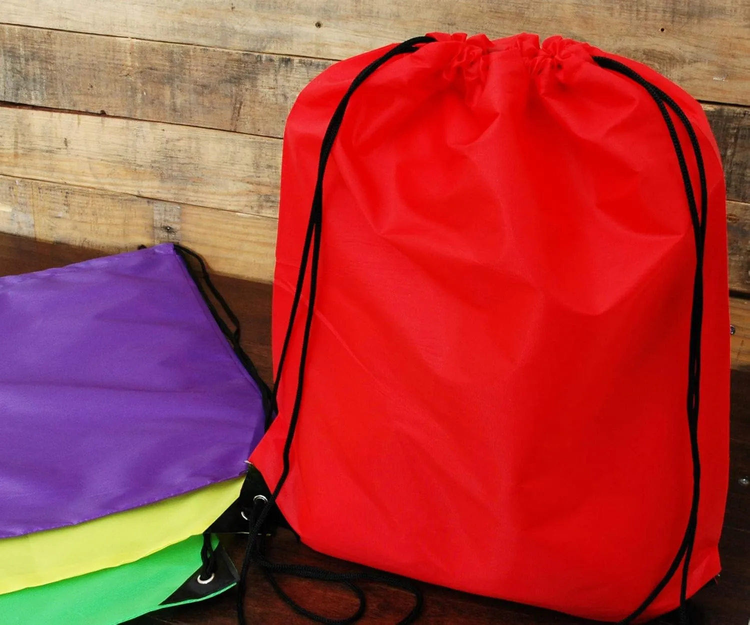 Threadart Drawstring Backpacks - Pack of 10 - Yellow | Sports Cinch String Sack | Gym, Storage & Travel | Large 15" x 18.5"