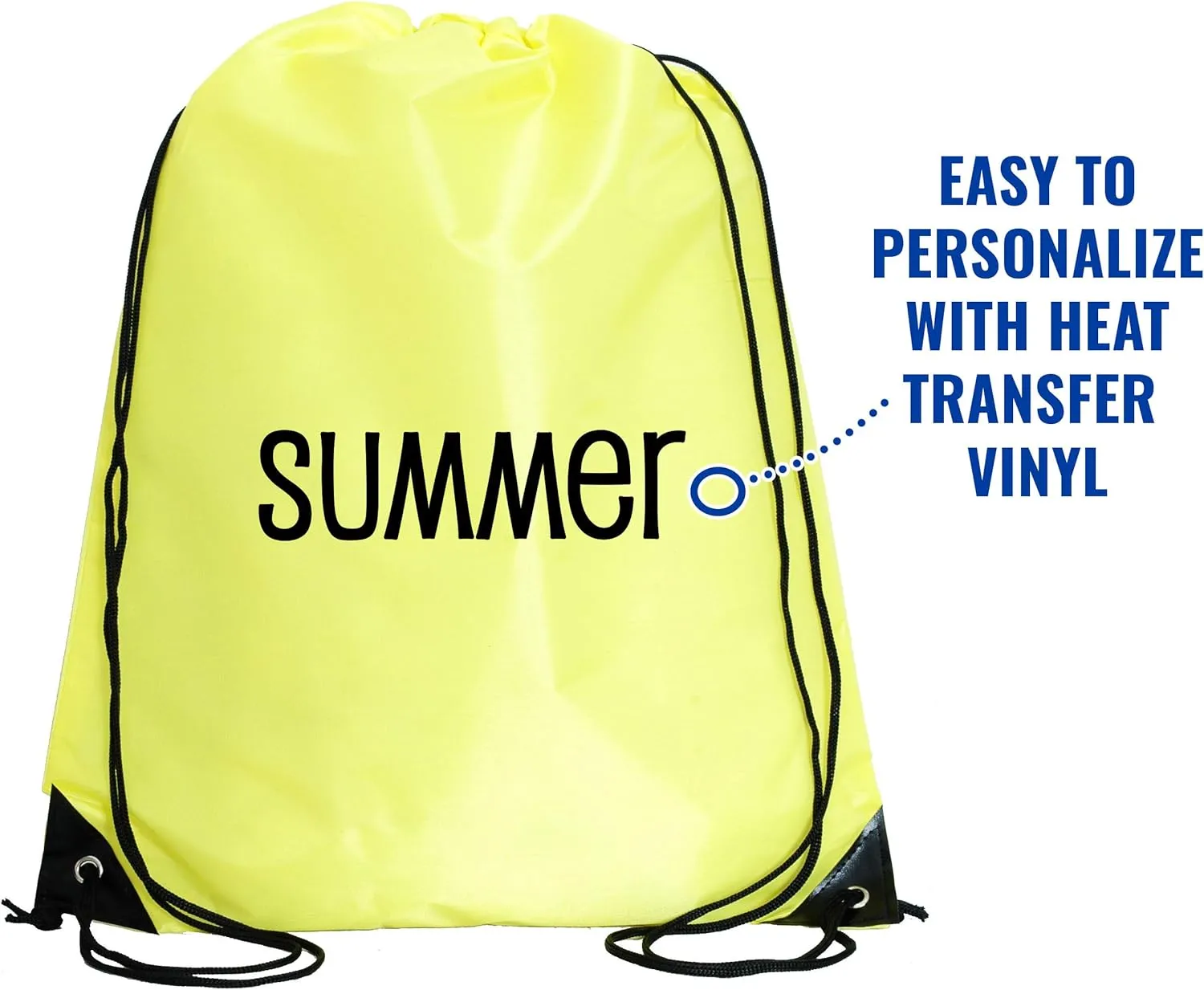 Threadart Drawstring Backpacks - Pack of 10 - Yellow | Sports Cinch String Sack | Gym, Storage & Travel | Large 15" x 18.5"