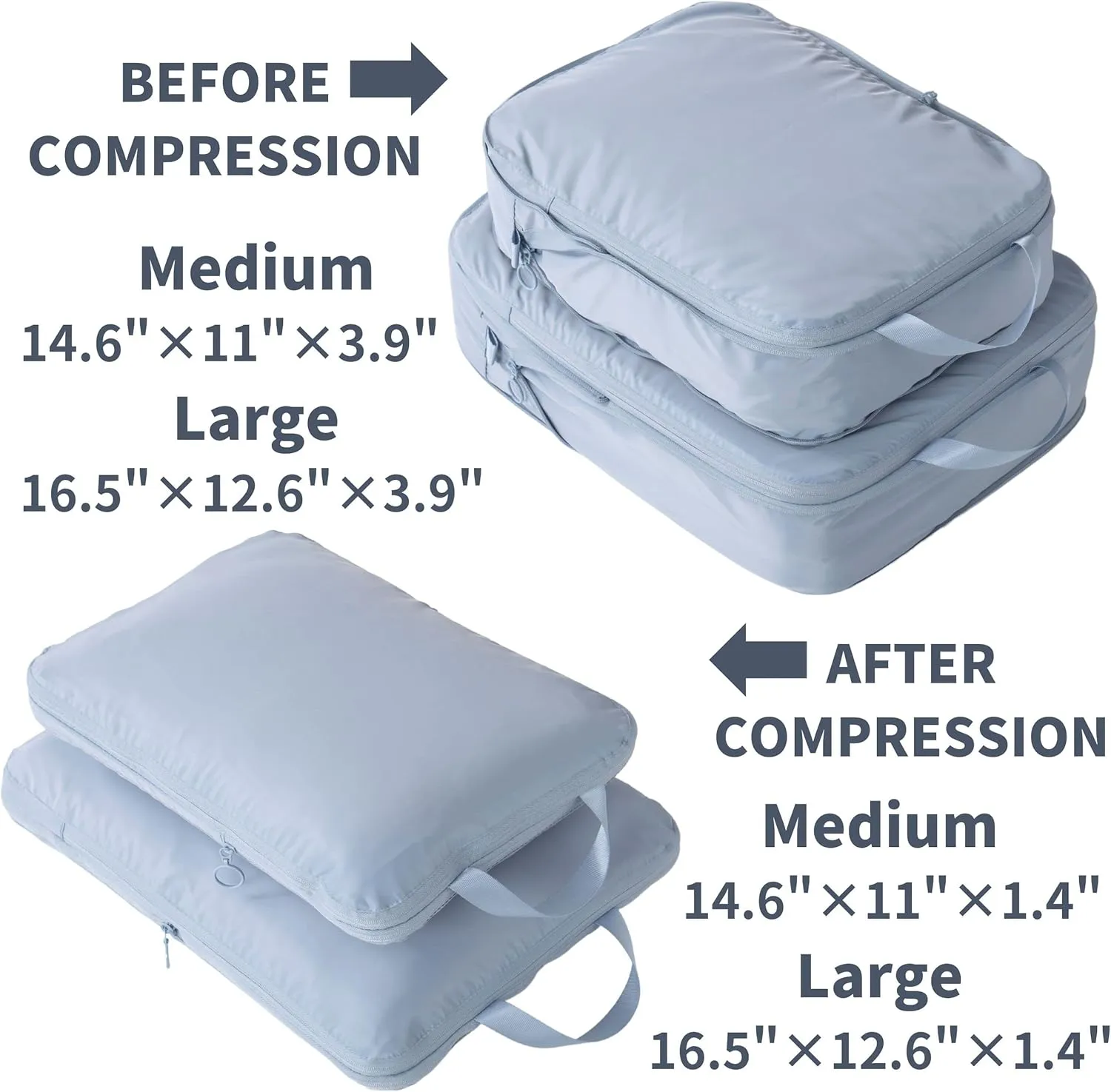 tianzong Compression Packing Cubes for Suitcases, Luggage Organizer Bags Set for Travel (Beige, 2 Pack Medium)