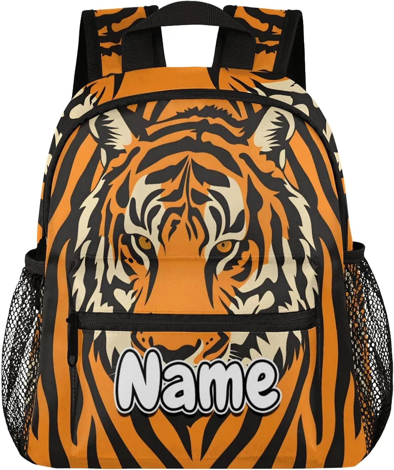 Tiger Skin Personalized Backpack Bag with Name Lightweight Custom Shoulder Bags Waterproof Casual Backpacks Travel Laptop Bag for Work Picnic 12in