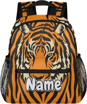Tiger Skin Personalized Backpack Bag with Name Lightweight Custom Shoulder Bags Waterproof Casual Backpacks Travel Laptop Bag for Work Picnic 12in