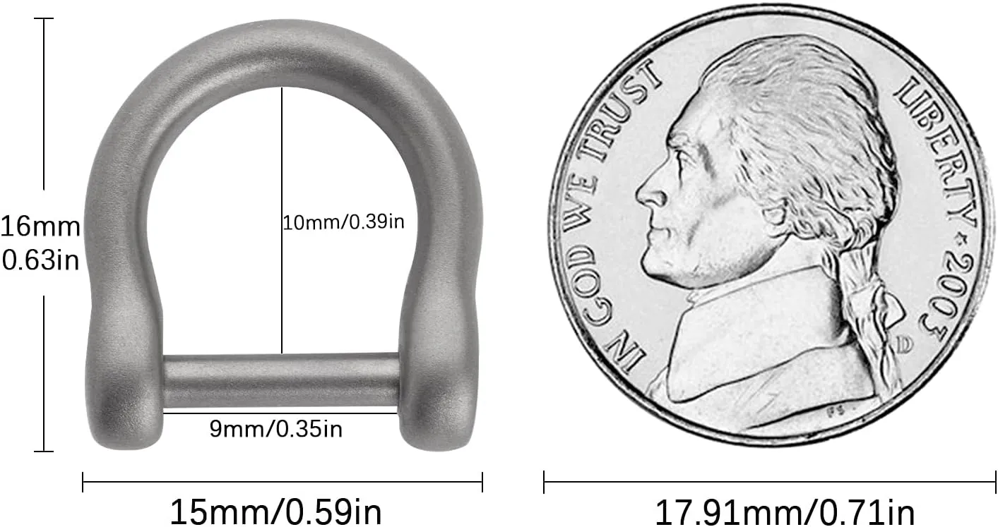 TISUR D Ring Keychain, Two Pieces, Heavy Duty, U Shape, Car Keys/DIY/Leather Craft/Purse