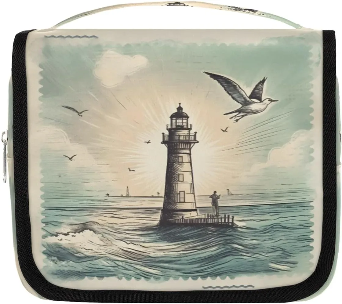 Toiletry Bag Hanging Toiletry Bag Travel Essentials Makeup Bag Travel Size Toiletries Bag Seagull Lighthouse Travel Essentials For Women Travel Containers For Toiletries