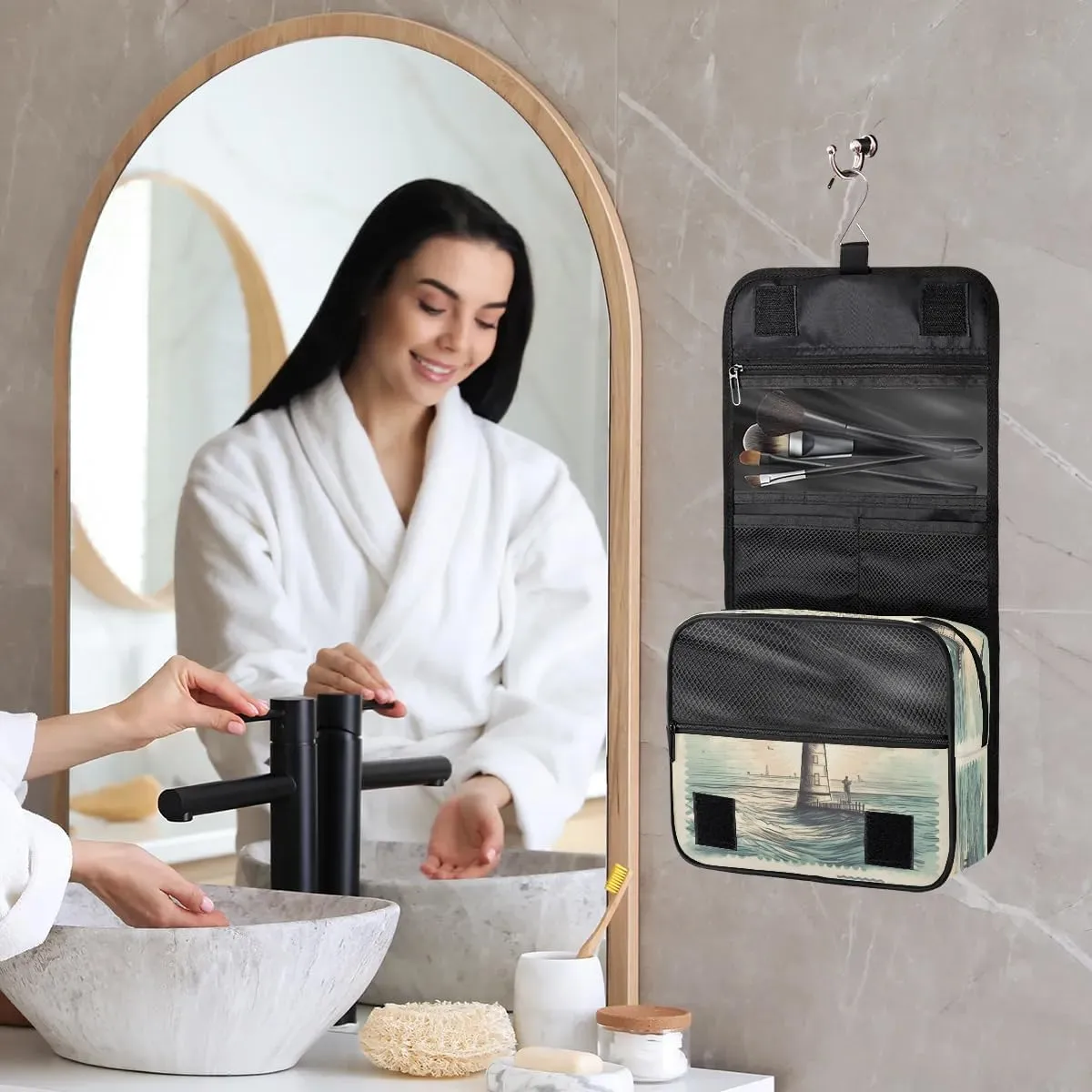 Toiletry Bag Hanging Toiletry Bag Travel Essentials Makeup Bag Travel Size Toiletries Bag Seagull Lighthouse Travel Essentials For Women Travel Containers For Toiletries