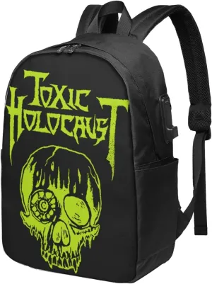 Toxic Music Holocaust Laptop Backpack, Travel Computer Bag with USB Charging Port, Work Business Backpacks