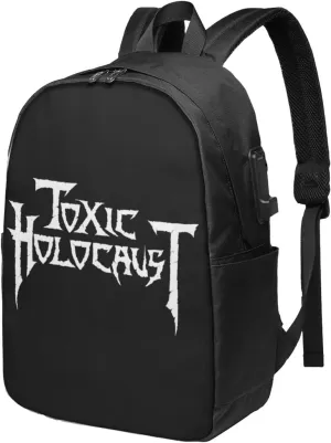 Toxic Music Holocaust Laptop Backpack, Travel Computer Bag with USB Charging Port, Work Business Backpacks