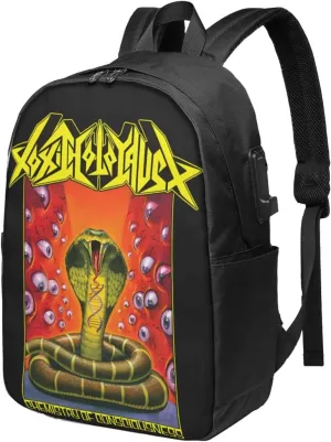 Toxic Music Holocaust Laptop Backpack, Travel Computer Bag with USB Charging Port, Work Business Backpacks