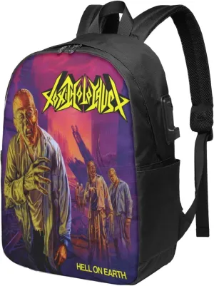 Toxic Music Holocaust Laptop Backpack, Travel Computer Bag with USB Charging Port, Work Business Backpacks