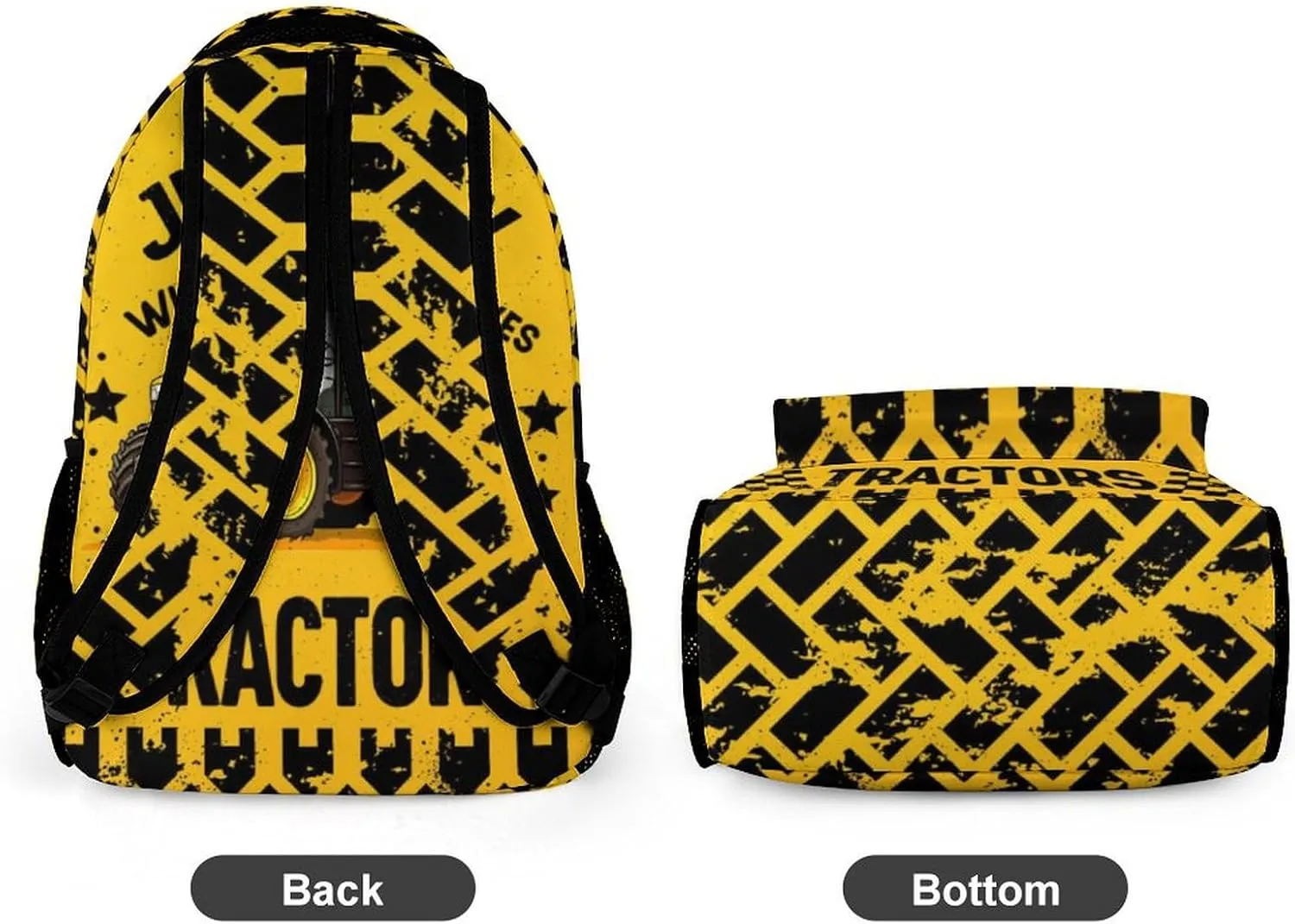 Tractor School Backpack, 16 Inch Cute Tractors Themed Bookbag for Kids Girls Boys, Daily School Backpacks for Students Children, Lightweight, Large Capacity