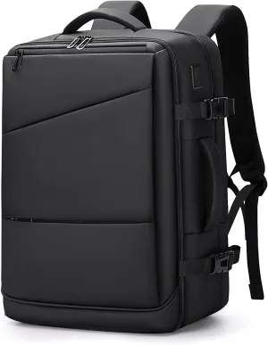 Travel Backpack 41L, Expandable Water Resistant College Computer Laptop Backpack for Men, Carry-On Flight Approved Backpack with USB Port, Black 17 Inch Business Work Laptop Bag