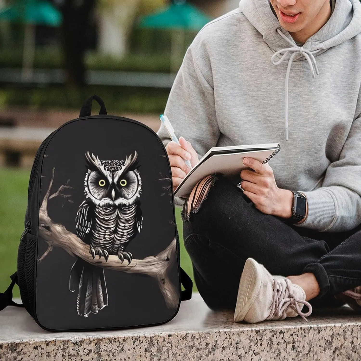 Travel Backpack for Men Women Daypack Late Night Owl Laptop Backpack Computer Bag Business Work Bag for Work