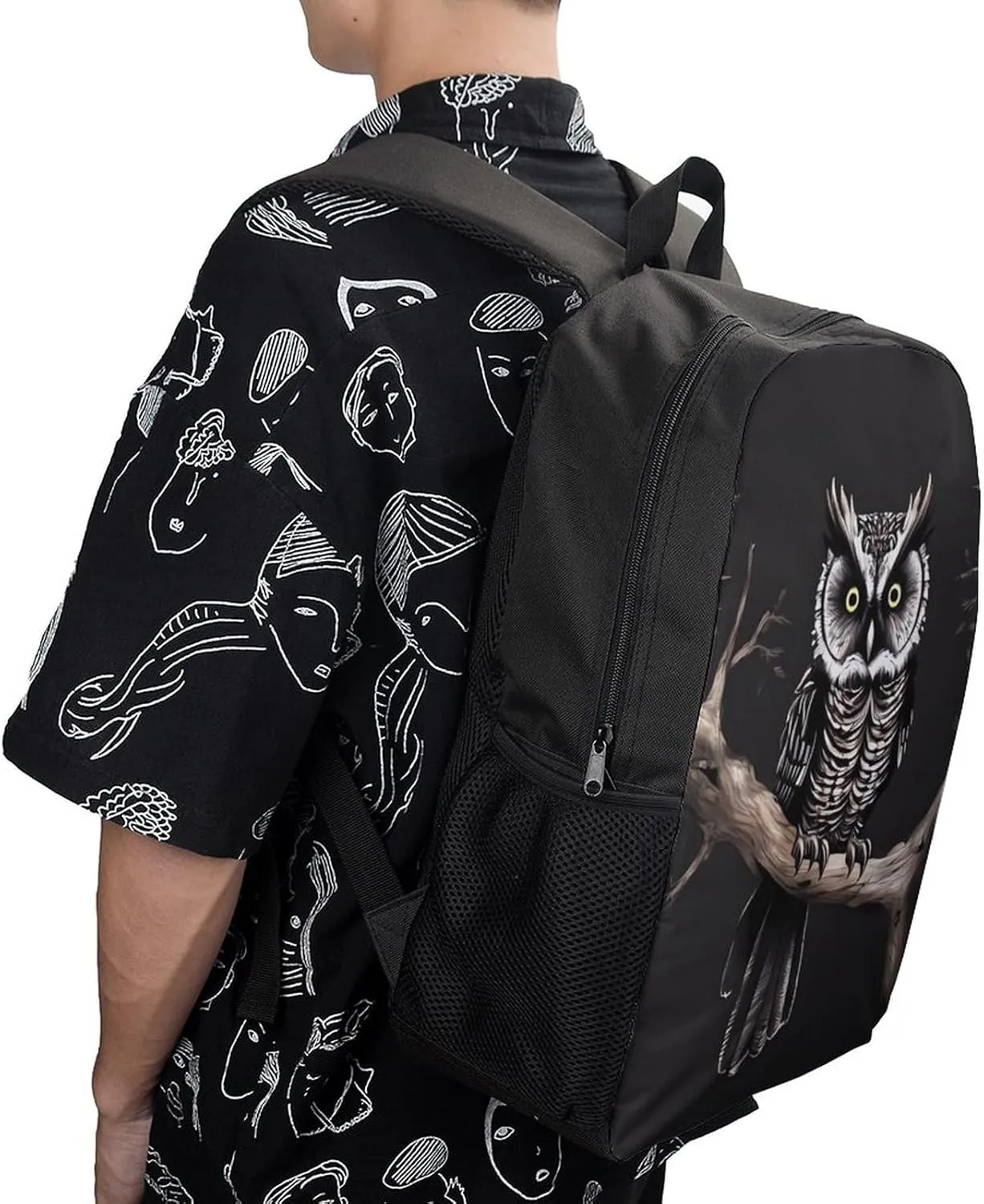 Travel Backpack for Men Women Daypack Late Night Owl Laptop Backpack Computer Bag Business Work Bag for Work