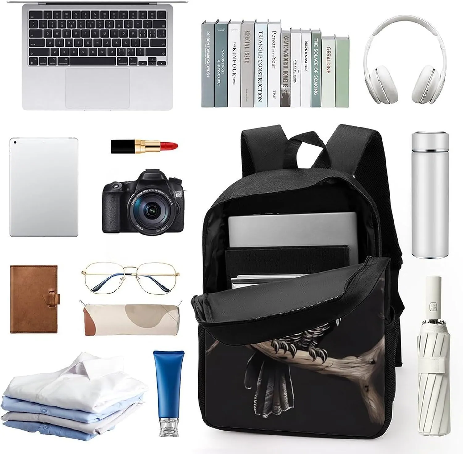 Travel Backpack for Men Women Daypack Late Night Owl Laptop Backpack Computer Bag Business Work Bag for Work