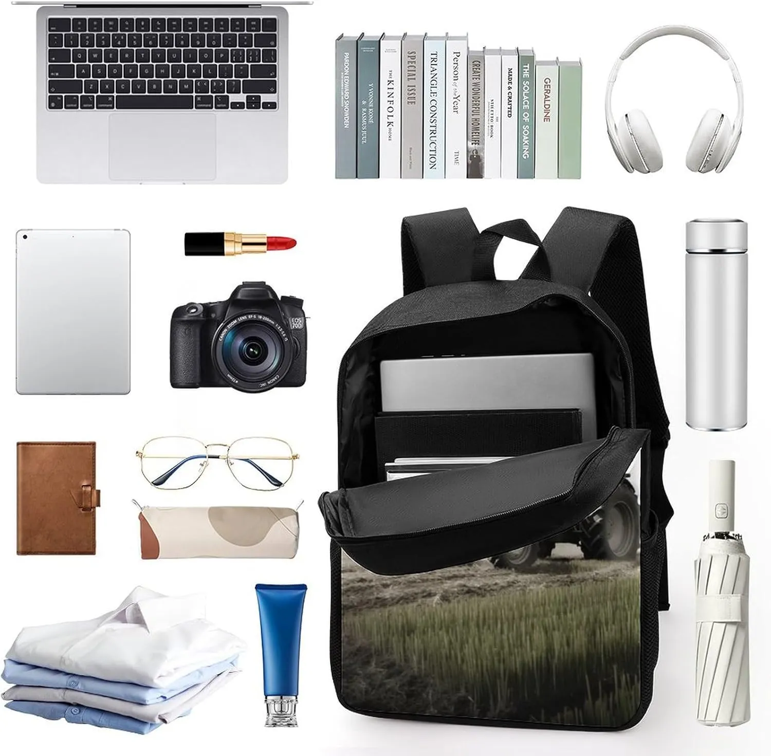 Travel Backpack for Men Women Daypack Tractor Agriculture Tranquil Laptop Backpack Computer Bag Business Work Bag for Work