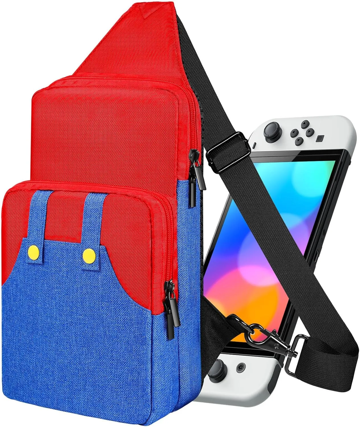 Travel Bag for Nintendo Switch/Lite/OLED for Boys Kids Teens Girls Cute Switch Backpack Carrying Crossbody Shoulder Gaming Sling Bag Large Capacity Portable for Nintendo Accessories Storage