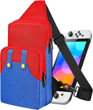 Travel Bag for Nintendo Switch/Lite/OLED for Boys Kids Teens Girls Cute Switch Backpack Carrying Crossbody Shoulder Gaming Sling Bag Large Capacity Portable for Nintendo Accessories Storage