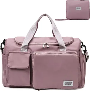 Travel Bag, Large Capacity Folding Travel Bag, Sports Gym Bag with Wet Pocket & Shoes Compartment, Foldable Travel Duffel Bag, Weekender Overnight Bag for Women and Man