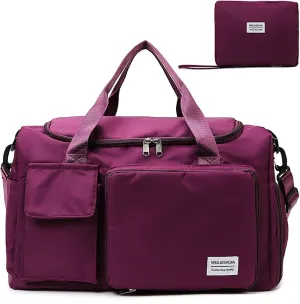 Travel Bag, Large Capacity Folding Travel Bag, Sports Gym Bag with Wet Pocket & Shoes Compartment, Foldable Travel Duffel Bag, Weekender Overnight Bag for Women and Man